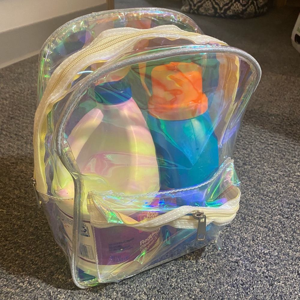 Adorable iridescent clear backpack, NEW! - Picture 3 of 4
